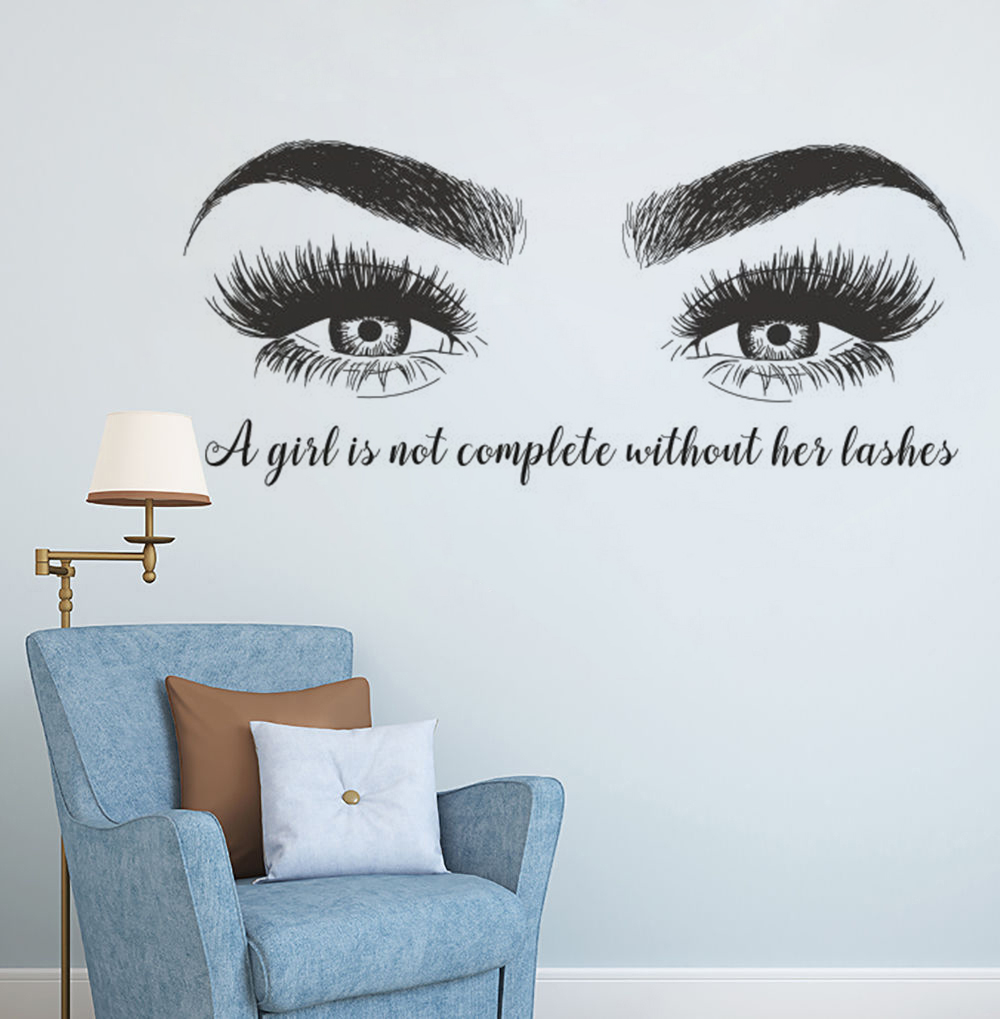 Eyelash Extension Quotes - Eyelashes Eyebrows Vinyl Wall Sticker Beatuy