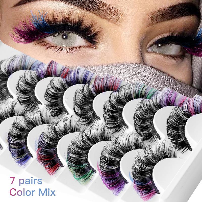 7 Pairs Colorful False Eyelash - Eyelash Extension Russian review and price
